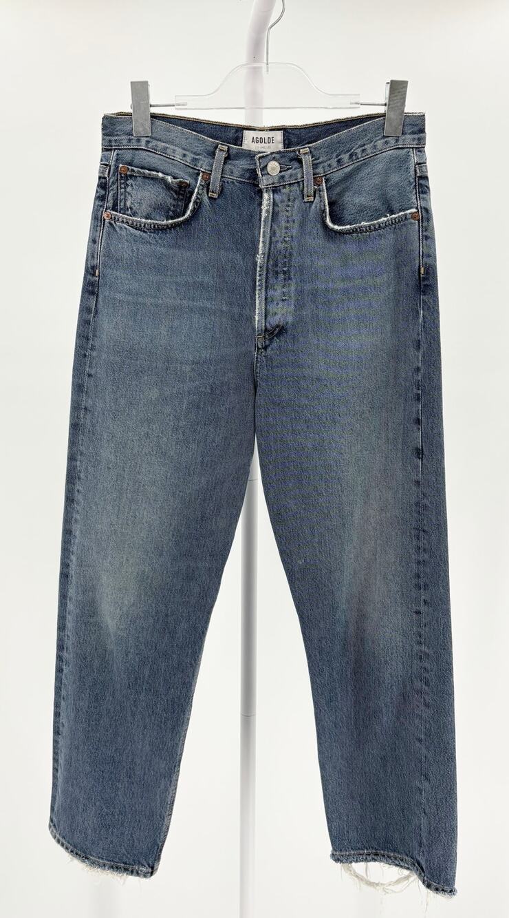 AGOLDE 90s Crop Mid Rise Loose Straight Leg Blue Denim Jeans Size 26